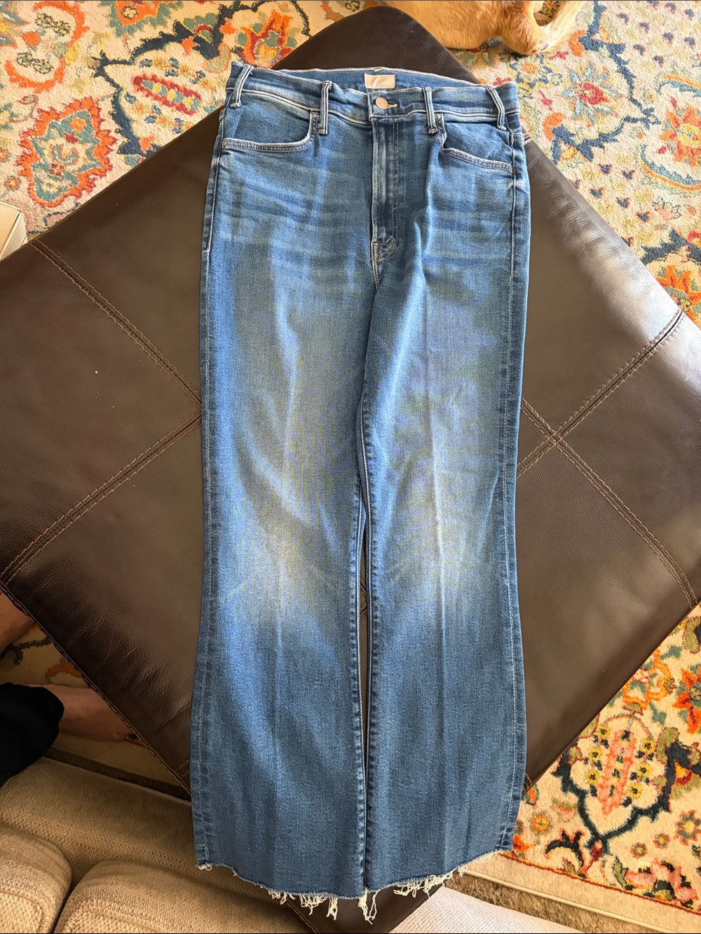 MOTHER Straight Leg Jeans in Medium Blue Wash